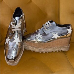 Authentic Stella McCartney Silver Platform Star Sneakers